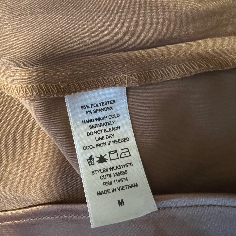 Pleione Shimmering Tan Satin Spaghetti Strap Tank Size M - Picture 3 of 4